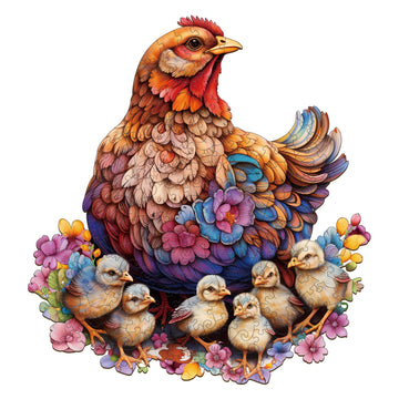 Hen and Chicks Wooden Jigsaw Puzzle