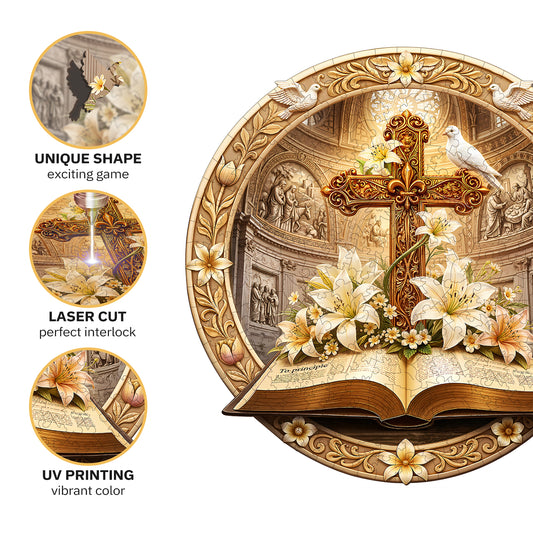 Bible and Cross Wooden Jigsaw Puzzle